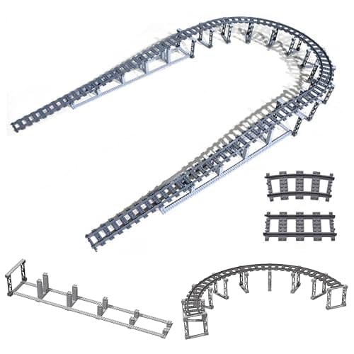 Finger Rock City Train Tracks Building Block Set, 212 Pcs Flexible Rails Train Track Railroad Expansion Accessory Set, Uphill and Downhill, Straight Curved Tracks - Image 1