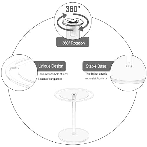 Bigfety Acrylic Sunglasses Holder Stand with 360 Rotating, Eyeglasses Display Rack Clear Glass Tabletop Organizer thumbnail 3