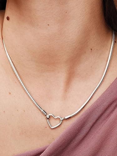 PANDORA Heart Closure Snake Chain Necklace, 17.7" | Sterling Silver Charm Necklace, Compatible with PANDORA Moments, Jewelry for Women with Gift Box thumbnail 5