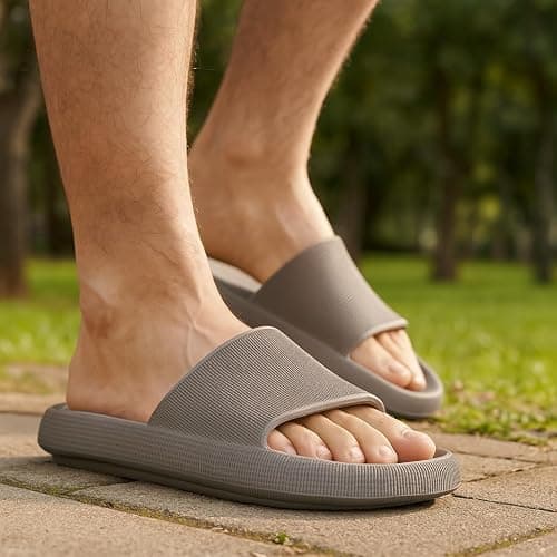 CUSHIONAIRE Feather EVA Mens Sandals – Slip On Recovery Slides, Lightweight Water Shoes for Men thumbnail 3