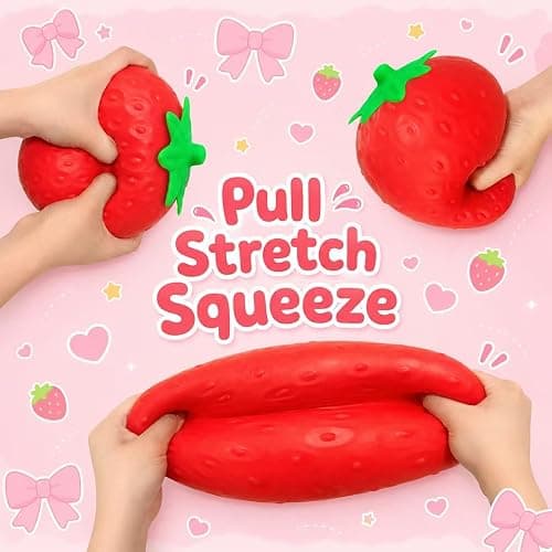 Strawberry Squishy Squeeze Toy, Giant Jumbo Realistic Strawberry Stress Relief Toy for Adults, Dough Stress Ball Sensory Fidget for Anxiety Relief Party Favors Goodie Bag Fillers Birthday Gifts thumbnail 5