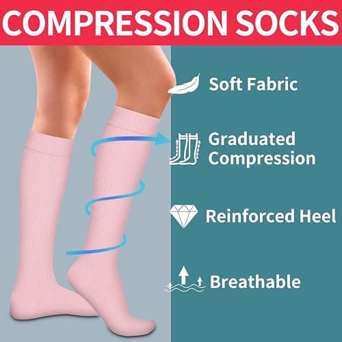 Laite Hebe 4 Pairs-Compression Socks for Women&Men Circulation-Best Support for Nurses,Running,Athletic thumbnail 5