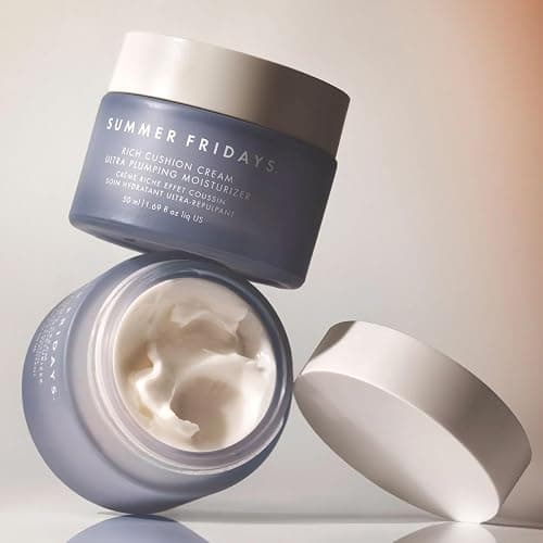 Summer Fridays Rich Cushion Face Cream - Ultra Plumping Barrier Repair Cream + Makeup Primer - Infuses Skin with Rich Hydration from Glycerin + Squalane - Non-Comedogenic + Fragrance-Free (1.69 Oz) thumbnail 8