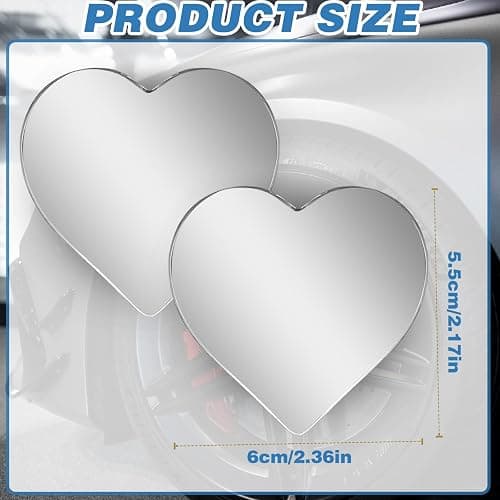 2Pcs Cars Heart Shaped Blind Spot Mirrors Car Side Mirror Blindspot Adjustabe Angle Removable Wide Angle Convex RearView Mirror for Enhanced Safety Universal Fit Stick, Car Accessories for Cars Suvs thumbnail 2