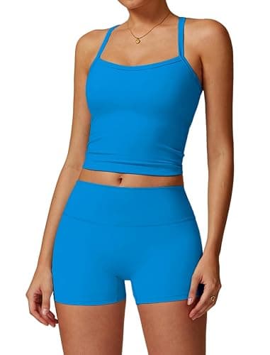 QBGJTD Two Piece Workout Sets For Women Tank Top Matching High Waist Booty Lifting Shorts Gym Yoga Active Wear Outfits - Image 1