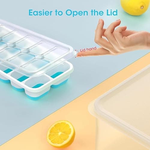 DOQAUS Ice Cube Tray with Lid and Bin - 4 Pack Silicone Ice Cube Trays for Freezer, Stackable Ice Bucket Kits with Storage Container & Scoop for Kitchen, RV, Cocktail, Coffee thumbnail 7