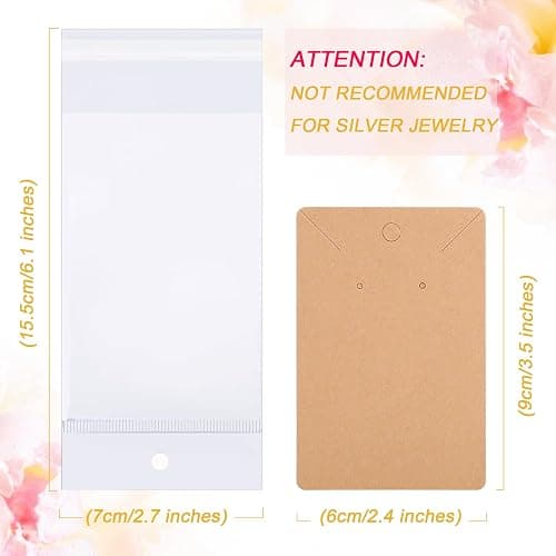 ovsor Works Great 500 Pcs Earring Display Cards - Well-made Earring Cards with Good Paper Quality, Plus Clear 500 Pcs Packaging Bags That Don't Tear Easily, for Earrings Necklace Jewelry Packaging thumbnail 3