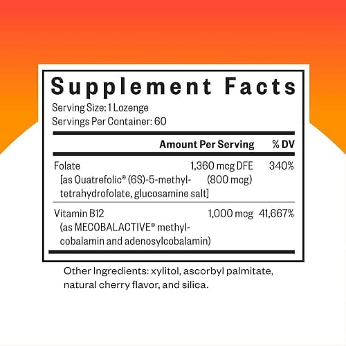 Seeking Health Methyl B12 with L-Methylfolate - MTHFR Support Supplement - Methylation Support Supplement - Lozenges to Support Brain Health & Energy - 60 Lozenges thumbnail 2