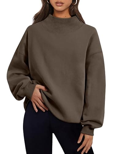 Trendy Queen Womens Mock Neck Sweatshirts Oversized Pullover Fall Outfits | Fall Fashion Clothes 2026,Long Sleeve Tops,Comfort Soft Fleece,Travel Casual Work Lounge Daily Outfit - Image 1