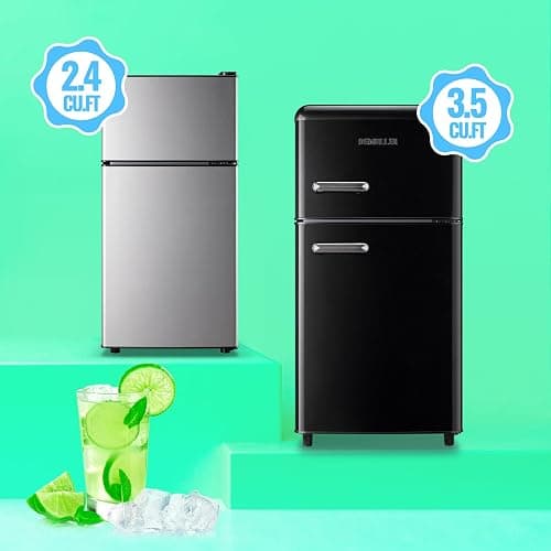 DEMULLER Mini Fridge with Freezer, 2.4 Cu.Ft Personal Refrigerator Only for One Person Use, Silver Tiny Small Size Refrigerator with 7 Level Adjustable Temperature and Double Door thumbnail 6