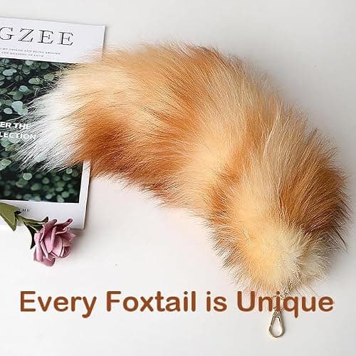Zuxlwud Fluffy Fox Tail Keychain, Cosplay Accessory with Soft and Thick for Women's Bag Decoration Halloween Party Costume thumbnail 2