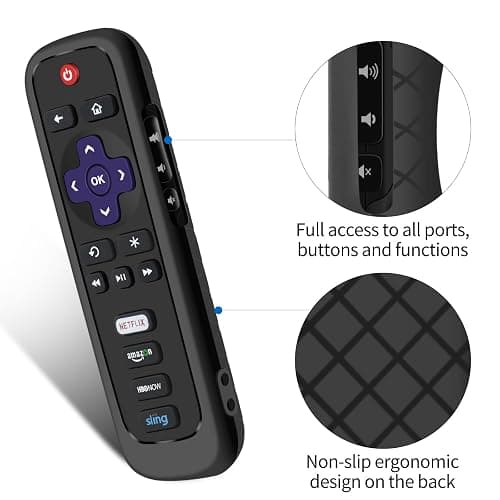 Remote Case for Roku, Battery Cover for TCL Smart TV Steaming Stick, Silicone Protective Controller Remote Cover Universal Sleeve Skin Black thumbnail 5