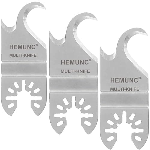 HEMUNC 3PCS Oscillating Multitool Saw Blades, Oscillating Multi Tool Hook Knife Blade for Cutting Roofing Shingles, PVC Carpet, and Cardboard, Fit Dewalt Milwukee Rockwell Bosch Dremel Ryobi Ridgid - Image 1