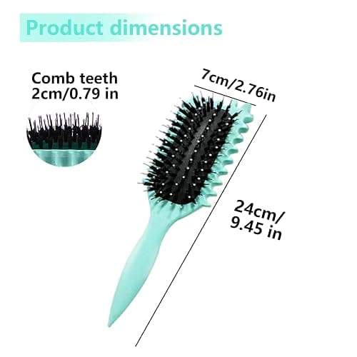 Brosse à boucler, brosse coiffante pour cheveux bouclés d'hommes et de femmes pour fixer et modeler les boucles, réduire les mèches rebelles et la séparation des boucles (Vert, 24cm) thumbnail 6