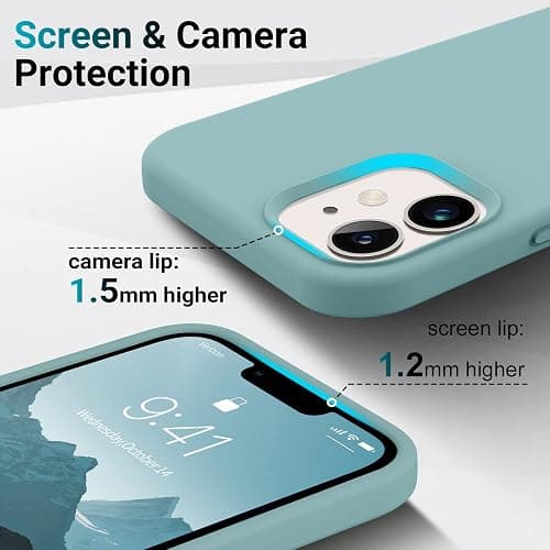 AOTESIER Compatible with iPhone 12 and iPhone 12 Pro Case 6.1 inch,Silky Touch Premium Soft Liquid Silicone Rubber Anti-Fingerprint Full-Body Protective Flexible Bumper Case (Mintcream Green) thumbnail 4