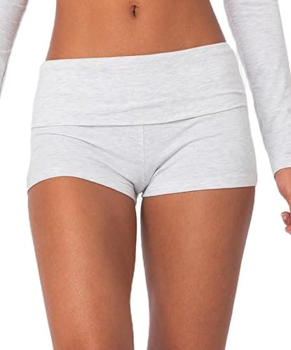 Women Fold Over Lounge Shorts Low Waist Fitted Pajama Shorts Cute Sleep Pj Short Bottoms Roll Over Yoga Shorts - Image 1