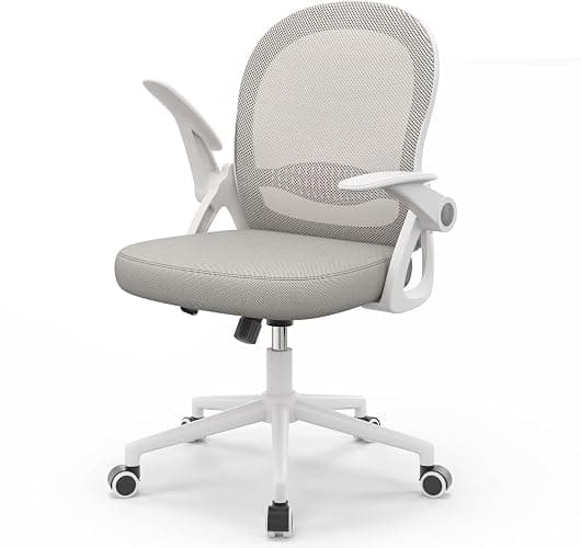 naspaluro Home Office Chair Ergonomic Desk Chair Swivel Computer Chair Mid-Back Mesh Chair with Flip-up Armrests and Lumbar Support for Home/Office - Gray - Image 1