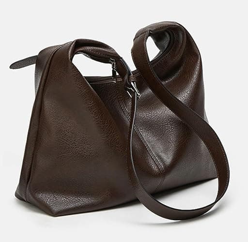 Slouchy Tote Bags for Women Retro Vegan Leather Shoulder Crossbody Bag Faux Leather Handbag Purse Satchel Soft Leather Bag thumbnail 4