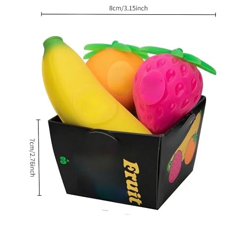 Novelty Squeeze Stress Ball, Groovy Fruit Shaped Fidget Toy, Giant Squishy Toys, Slow Rebound Gel Stress Reliever for Adults, Office Desk Decor(3pcs) thumbnail 3
