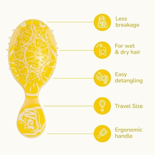 Wet Brush Mini Detangler Hair Brush, Lemon (Tutti Fruitti), Detangling Travel Hairbrush, Ultra-Soft IntelliFlex Bristles Glide Through Tangles with Ease, Pain-Free, All Hair Types, Limited Edition thumbnail 4