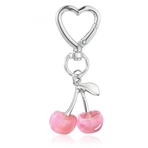 Agromusk Cute Cherry Keychain,Kawaii Cherry Bag Purse Charms for Women Car Keys Decor Gifts Stuff Accessories - Image 1