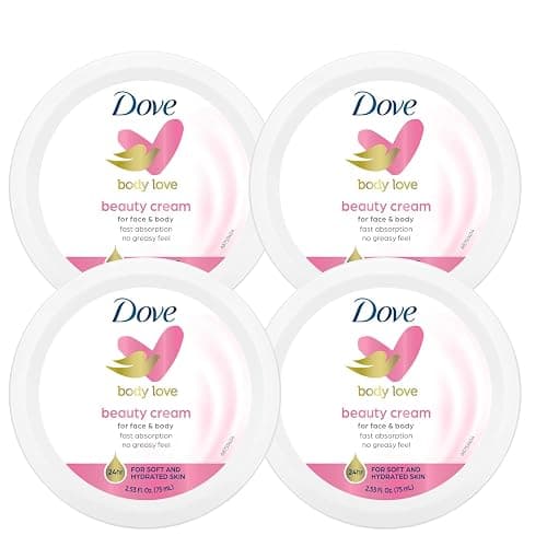 Dove Nourishing Body Care, Face, Hand, and Body Beauty Cream for Normal to Dry Skin Lotion for Women with 24-Hour Moisturization, 4-Pack, 2.53 Oz Each Jar - Image 1
