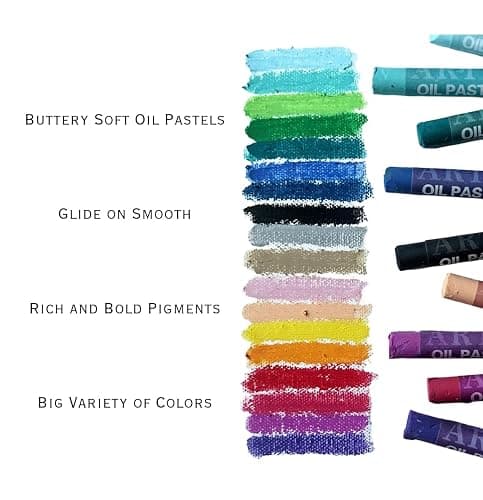 Oil Pastels Set (48 Colors) - Easy to Blend Oil Crayons for Artist w/ 2 Bonus White Sticks - Beeswax Pastel Sticks - Oil Pastel Crayons for Kids for Color Mixing, Stippling, Sgraffito, & More thumbnail 4