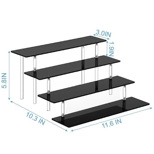 HENABLE 4 Tier Perfume Organizer Stand, Acrylic Risers Display Stands, Display Risers, Perfume Shelf Dessert Display for Party, Figure Stand Funko POP Shelves, Black Cupcake Stand Holder thumbnail 2
