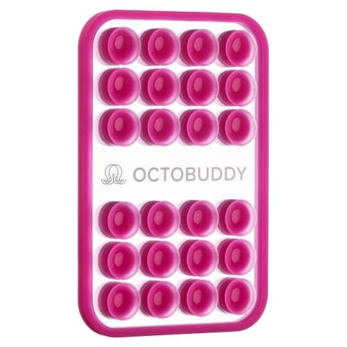 OCTOBUDDY Mirror - OG Suction Cup Phone Mount - Silicone Suction Grip Mobile Holder with Built-in Mirror - Hands-Free Selfies and Videos - Content Creator Accesory - 2.6″ x 3.9″, Hot Pink - Image 1