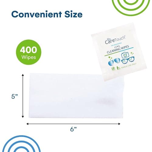 Care Touch Lens Wipes for Eyeglasses- 400 Count Individually Wrapped Pre- Moistened Wipes, 5 x 6 Inch- Camera Lens, Sunglasses and Glasses Cleaner,- Gentle and Portable for Cleaning of Optical Devices thumbnail 3