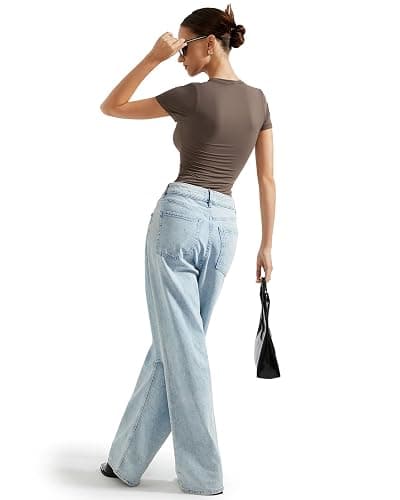 SUUKSESS Women Double Lined Fitted Basic Tee Crew Neck Short Sleeve Y2K Crop Top thumbnail 4