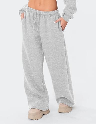 Ugerlov Sweatpants Women Wide Leg Fleece Lined Baggy Sweat Pants | Lounge Cotton Straight Leg High Waisted Trousers Comfort Cute Fall Winter Warm Gym Athletic thumbnail 3
