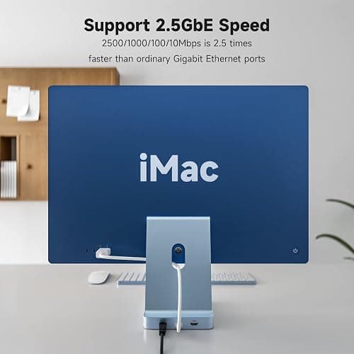 Minisopuru iExpandMate DS802PRO iMac Accessories with 4K@60Hz HDMI, USB C Charging, 2.5GbE, 4TB M.2 SSD Enclosure, USB C Hub for iMac 24 inch M1/M3/M4, iMac Hub with 4 x USB, SD/TF, Audio | Blue thumbnail 6