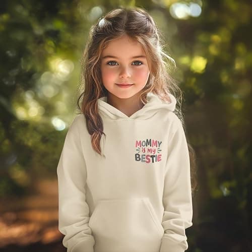KEEVICI Cute Preppy Hoodies for Girls Mommy and Me Sweatshirts Kids Graphic Kawaii Hoodie Mother Daughter Cotton Pullover thumbnail 4