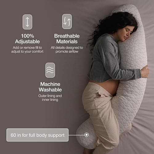 Coop Home Goods Maternity Pillow - Memory Foam Body Pillow for Pregnancy, Original Pregnancy Pillow, Side Sleeper Body Pillow, Full Body Pillow for Sleeping, Pregnancy Pillows for Sleeping (White) thumbnail 2