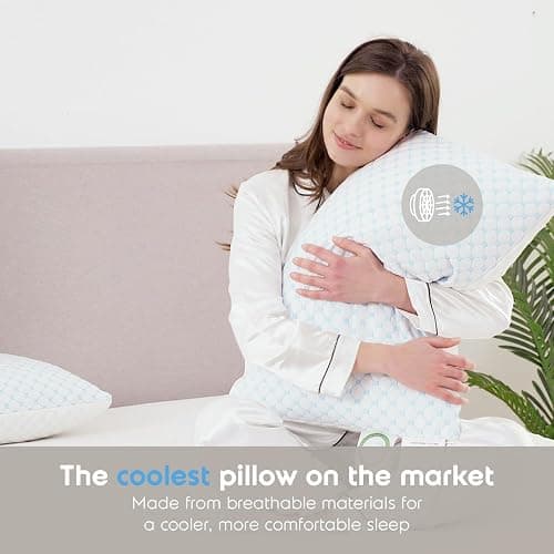 Nestl Cooling Pillow for Sleeping 1 Pack, Luxury Shredded Memory Foam Pillows Queen Size, Adjustable Cold Gel Pillows for Hot Sleepers Supportive Cool Pillow for Side Back Stomach Sleepers thumbnail 6