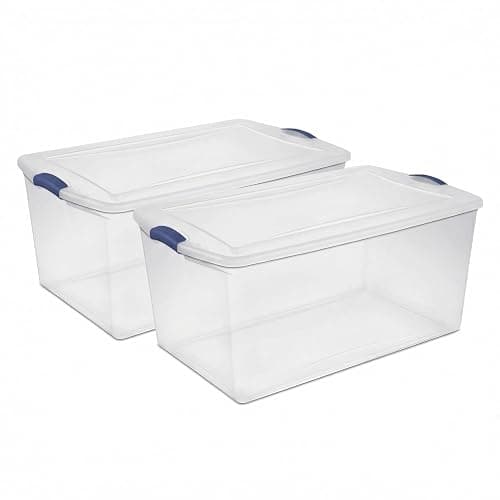 2 Pack 105 Quart Extra Large Clear Plastic Storage Bins with Lids & Blue Latches, Heavy Duty Stackable Organizer Bins for Home, Closet, Bedroom, Garage, Dorm thumbnail 6