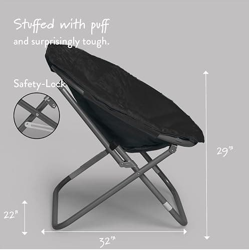 Urban Lifestyle Faux Fur Saucer Chair, One Size, Black thumbnail 3