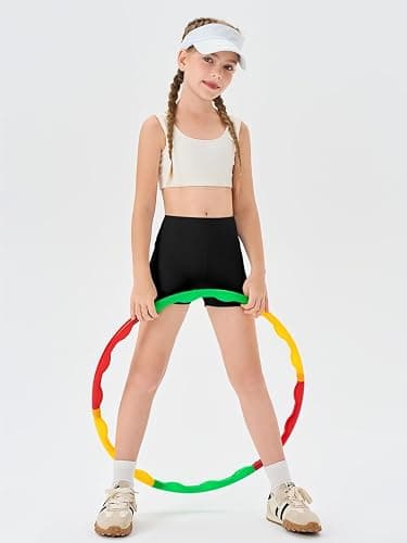 Haloumoning Girls Athletic Shorts Kids High Waisted Yoga Dance Biker Shorts Comfy Gymnastics Shorts 5-14Y thumbnail 5