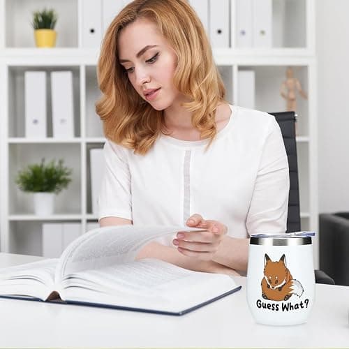 VICBOU Cute Funny 12 oz Tumbler, Wine Tumbler Insulated Wine Glass with Lid, Fox Gifts for Girls Boys Women Men Mom Animal Lovers Fox Supplies Accessories Friendship Appreciation Christmas Birthday thumbnail 4