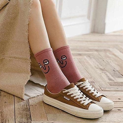 Meloday 10 PACK Crazy Funny Emotion Crew Socks Soft Cotton - 10 different fun designs and color per pack thumbnail 2
