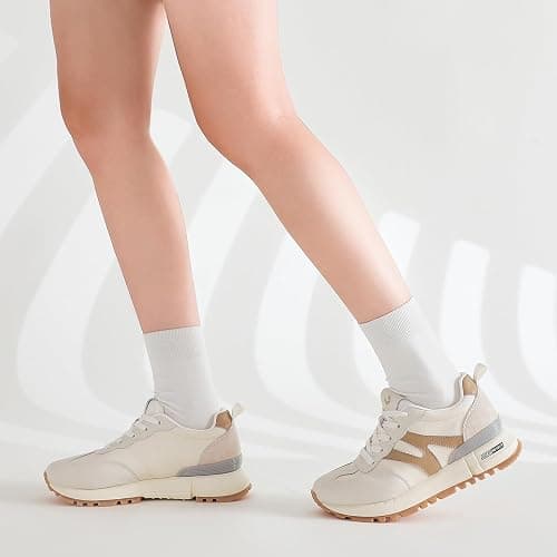 somiliss Sneakers for Women Genuine Leather Suede Patchwork Casual Lace Up Non-Slip Walking Shoes Comfortable Tennis Running Shoes Womens Fashion Sneakers thumbnail 3