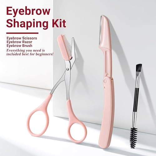 TsMADDTs Tweezers for Women Facial Hair, 8 in 1 Eyebrow Kit with Tweezers, Eyebrow Trimmer Scissors, Razor, Brush with Travel Bag, Hair Plucking Daily Beauty Tools thumbnail 5