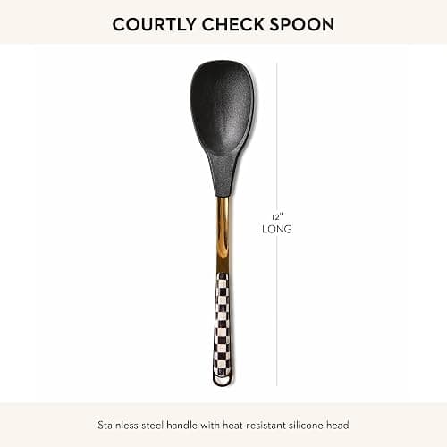 MACKENZIE-CHILDS Kitchen Spoon, Silicone Cooking Spoon, Black-and-White Courtly Check thumbnail 2