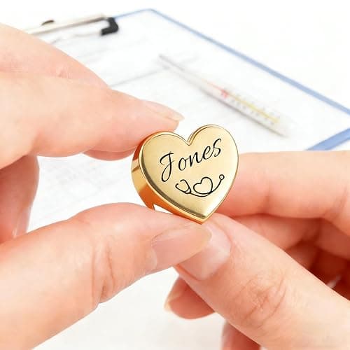 UHOT Personalized Stethoscope Name Tag - Stethoscope Charms Nurse Accessories for Work, Nurses Week Graduation Gift Nurse Doctor Medical Professional (Heart-Shaped) thumbnail 2