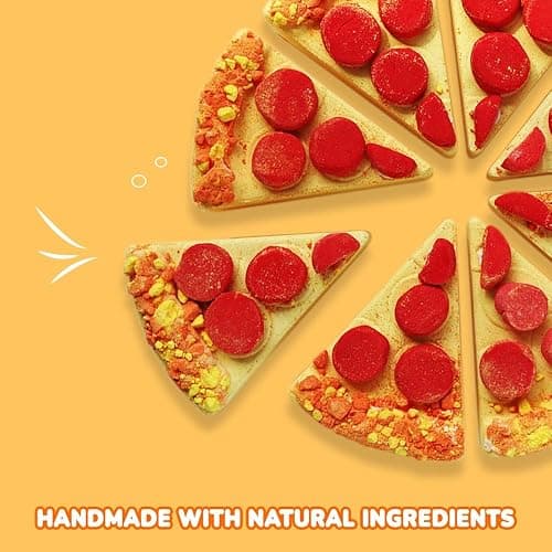 HZEX Pizza Bath Bombs Set of 8 Slices – Large Fizzies for Relaxing Bubble Bath, Handmade Spa Gift for Women, Men & Kids – Fun Pizza-Shaped Aromatherapy Bath Bomb Gift Set thumbnail 5