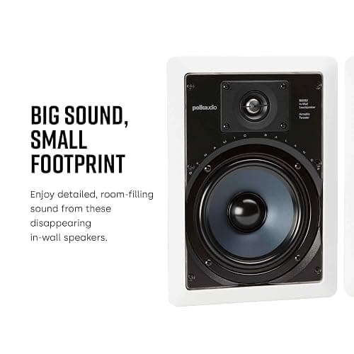 Polk Audio RC65i 2-Way Premium in-Wall 6.5 Speakers, Rectangular Indoor Speakers, Set of 2 Perfect for Damp and Humid Indoor Placement - Bath, Kitchen, Covered Porches (White, Paintable Grille) thumbnail 2