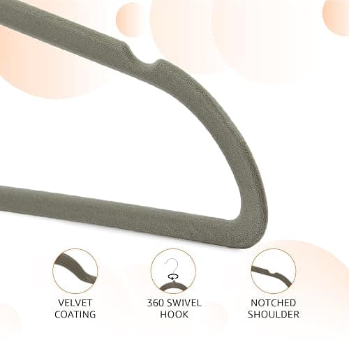 Amazon Basics Slim, Velvet, Non-Slip Suit Clothes Hangers, Gray/Silver - Pack of 30 - Gray/Silver - Pack of 30 thumbnail 4