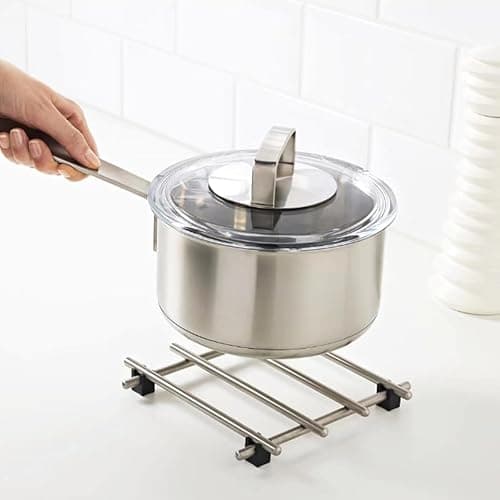LOPYXBR 4 PCS Trivets for Kitchen Worktops, 18 x 18 cm Hot Pan Stand for Worktops, Square Stainless Steel Trivets for Hot Pans, Anti Slip Trivets Kitchen Worktop Protector for Kitchen Worktops thumbnail 2