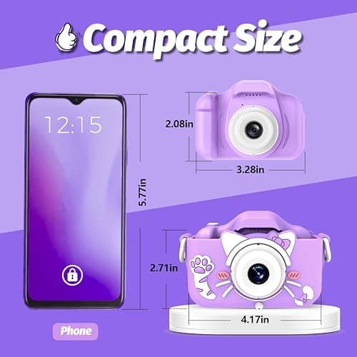 Goopow Kids Camera Toys for 3-8 Year Old Girls Boys,Children Digital Video Camcorder Camera with Cartoon Soft Cover, Best Chritmas Birthday Festival Gift for Kids - 32G SD Card Included thumbnail 2